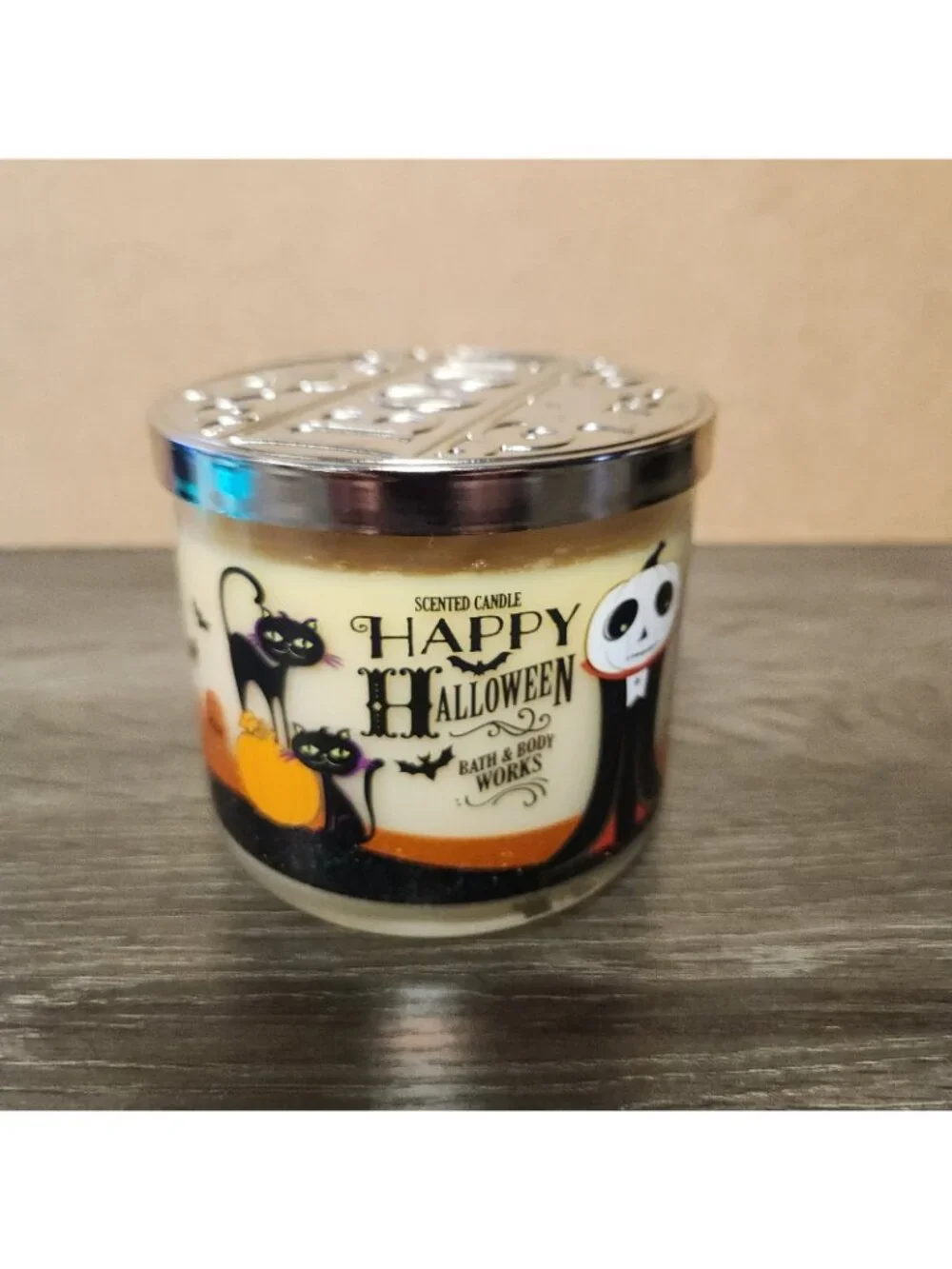 Bath & Body Works 2016 Happy Halloween Sweet Cinnamon Pumpkin 3 Wick Candle RARE - Picture 7 of 10